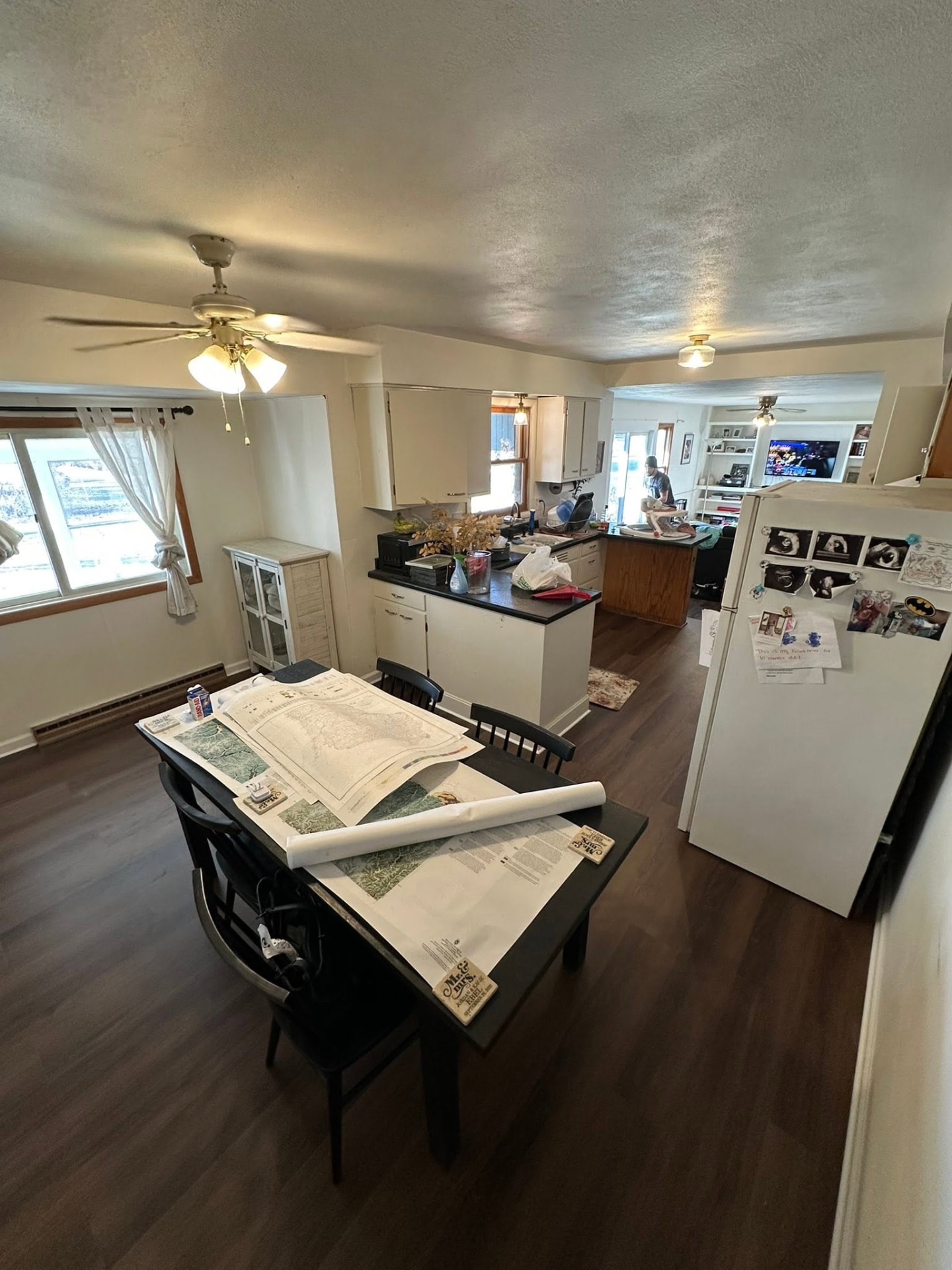 Dated kitchen and dining area before a full remodel
